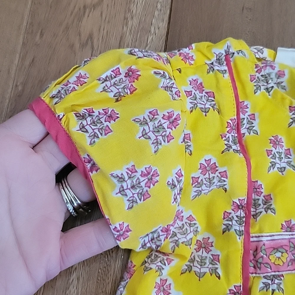 Girls‎ Fabindia yellow and pink cotton dress 6-12 month